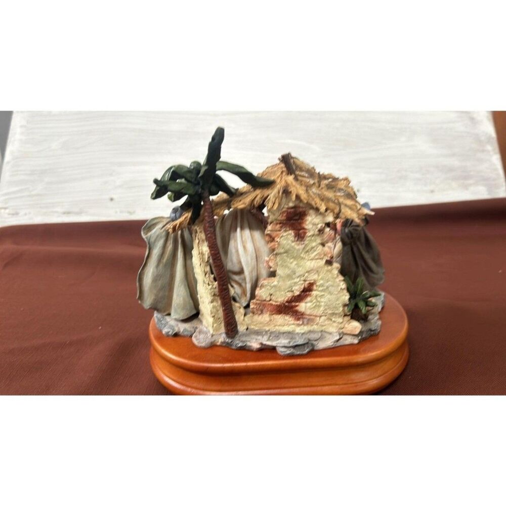 Nativity Christmas Wood & Ceramic Musical Nativity Stand 8x8